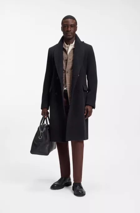 Slim-fit double-breasted coat in an alpaca blend