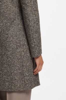 Slim-fit coat in Italian jersey with virgin wool, Dark Brown
