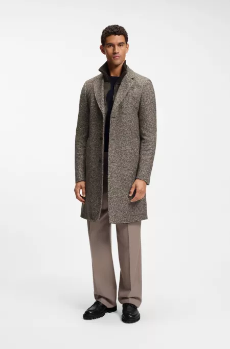 Slim-fit coat in Italian jersey with virgin wool