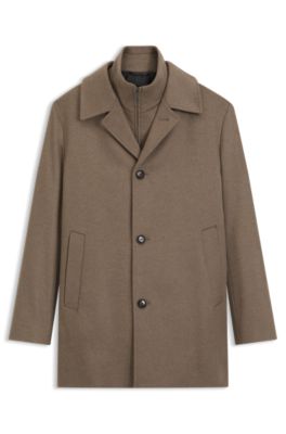 Relaxed-fit formal coat in Italian fabric, Light Brown
