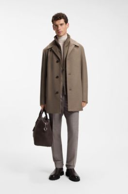 Relaxed-fit formal coat in Italian fabric, Light Brown