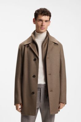 Relaxed-fit formal coat in Italian fabric, Light Brown