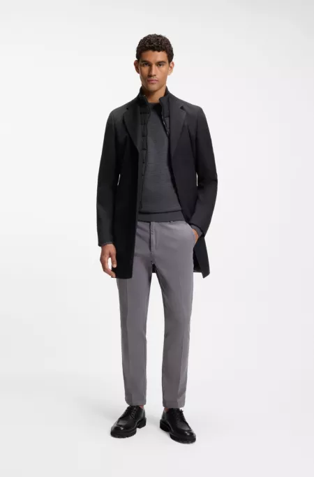 Slim-fit coat in a water-repellent wool blend