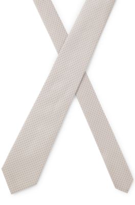 Corbata de seda elaborada en Italia con motivo jacquard, Blanco
