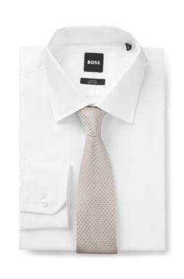 Corbata de seda elaborada en Italia con motivo jacquard, Blanco