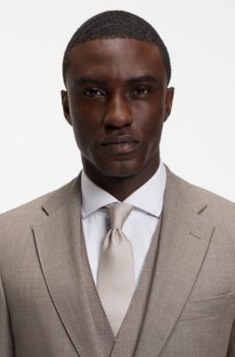 Corbata de seda elaborada en Italia con motivo jacquard, Blanco