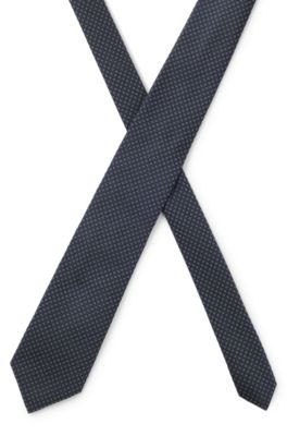 Italian-made silk tie with jacquard pattern, Light Blue