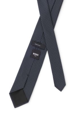 Italian-made silk tie with jacquard pattern, Light Blue