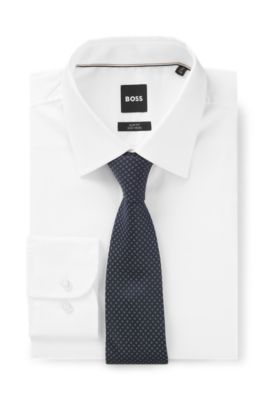 Italian-made silk tie with jacquard pattern, Light Blue