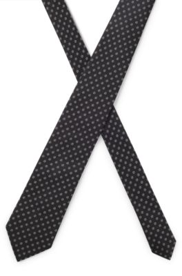 BOSS ONE Patterned silk-jacquard tie, Black