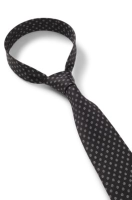 BOSS ONE Corbata de seda estampada con motivo en jacquard, Negro