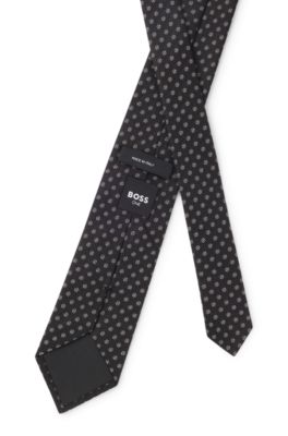 BOSS ONE Corbata de seda estampada con motivo en jacquard, Negro