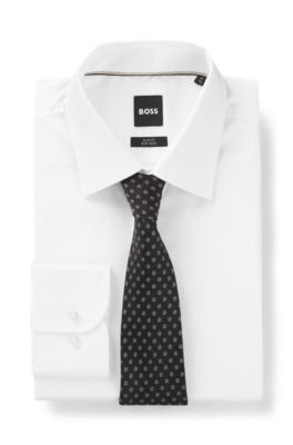 BOSS ONE Patterned silk-jacquard tie, Black