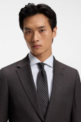 BOSS ONE Corbata de seda estampada con motivo en jacquard, Negro
