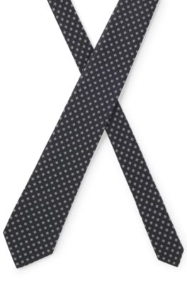 BOSS ONE Patterned silk-jacquard tie, Dark Blue