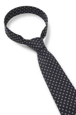 BOSS ONE Patterned silk-jacquard tie, Dark Blue
