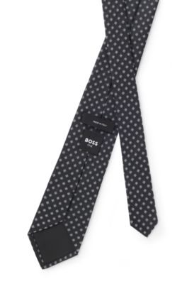 BOSS ONE Patterned silk-jacquard tie, Dark Blue