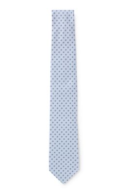 BOSS ONE Patterned silk-jacquard tie, Light Blue