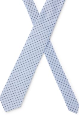 BOSS ONE Patterned silk-jacquard tie, Light Blue