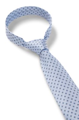 BOSS ONE Patterned silk-jacquard tie, Light Blue