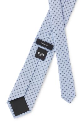 BOSS ONE Patterned silk-jacquard tie, Light Blue