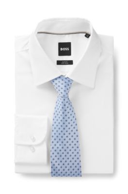 BOSS ONE Patterned silk-jacquard tie, Light Blue