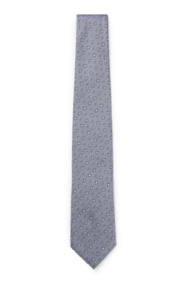 BOSS ONE Patterned silk-jacquard tie, Light Blue