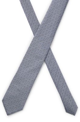 BOSS ONE Patterned silk-jacquard tie, Light Blue