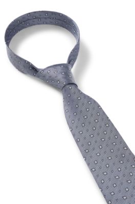 BOSS ONE Patterned silk-jacquard tie, Light Blue