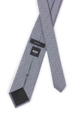 BOSS ONE Patterned silk-jacquard tie, Light Blue