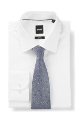 BOSS ONE Patterned silk-jacquard tie, Light Blue