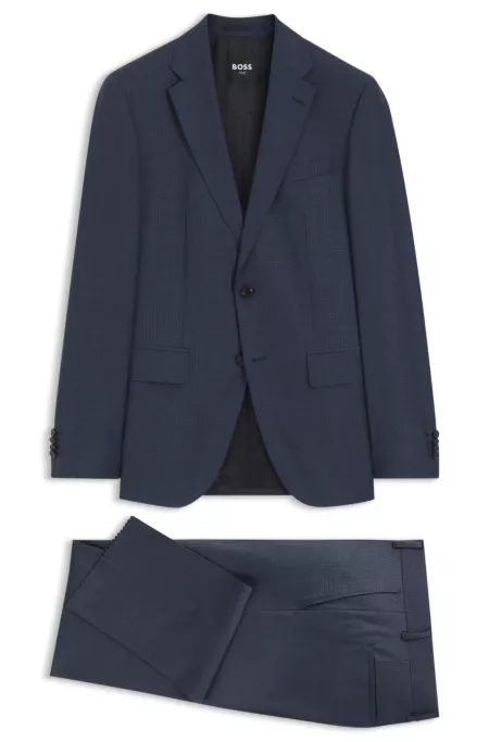 Two-piece regular-fit suit in patterned virgin wool