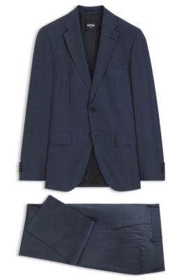 Costume deux pi&egrave;ces Regular en laine vierge &agrave; motif, bleu clair