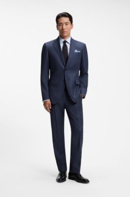 Two-piece regular-fit suit in patterned virgin wool, Light Blue