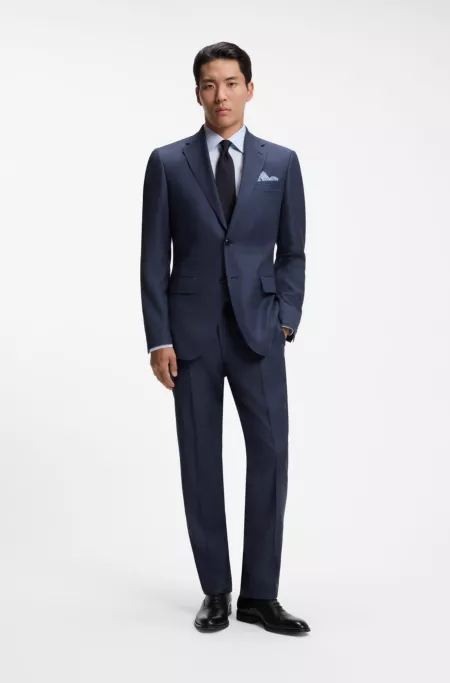 Two-piece regular-fit suit in patterned virgin wool
