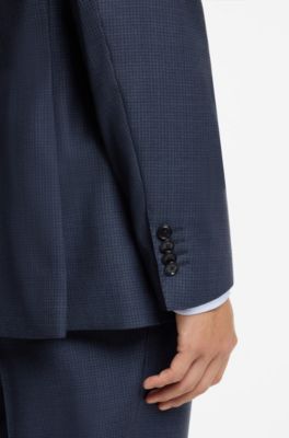 Costume deux pi&egrave;ces Regular en laine vierge &agrave; motif, bleu clair