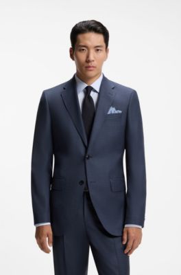 Costume deux pi&egrave;ces Regular en laine vierge &agrave; motif, bleu clair