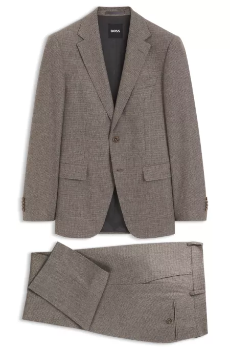 Patterned slim-fit suit in Italian virgin wool