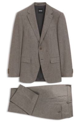 Patterned slim-fit suit in Italian virgin wool, Dark Brown
