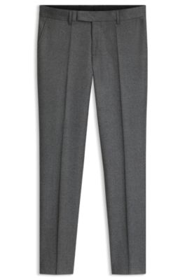 BOSS ONE Slim-fit pants in melange virgin wool, Grey