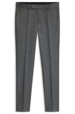 BOSS ONE Pantalones slim fit en lana virgen jaspeada, Gris