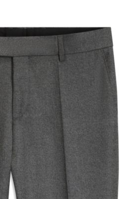 BOSS ONE Pantalon Slim en laine vierge chin&eacute;e, Gris