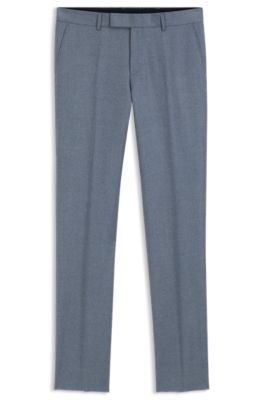 BOSS ONE Pantalon Slim en laine vierge chin&eacute;e, bleu clair