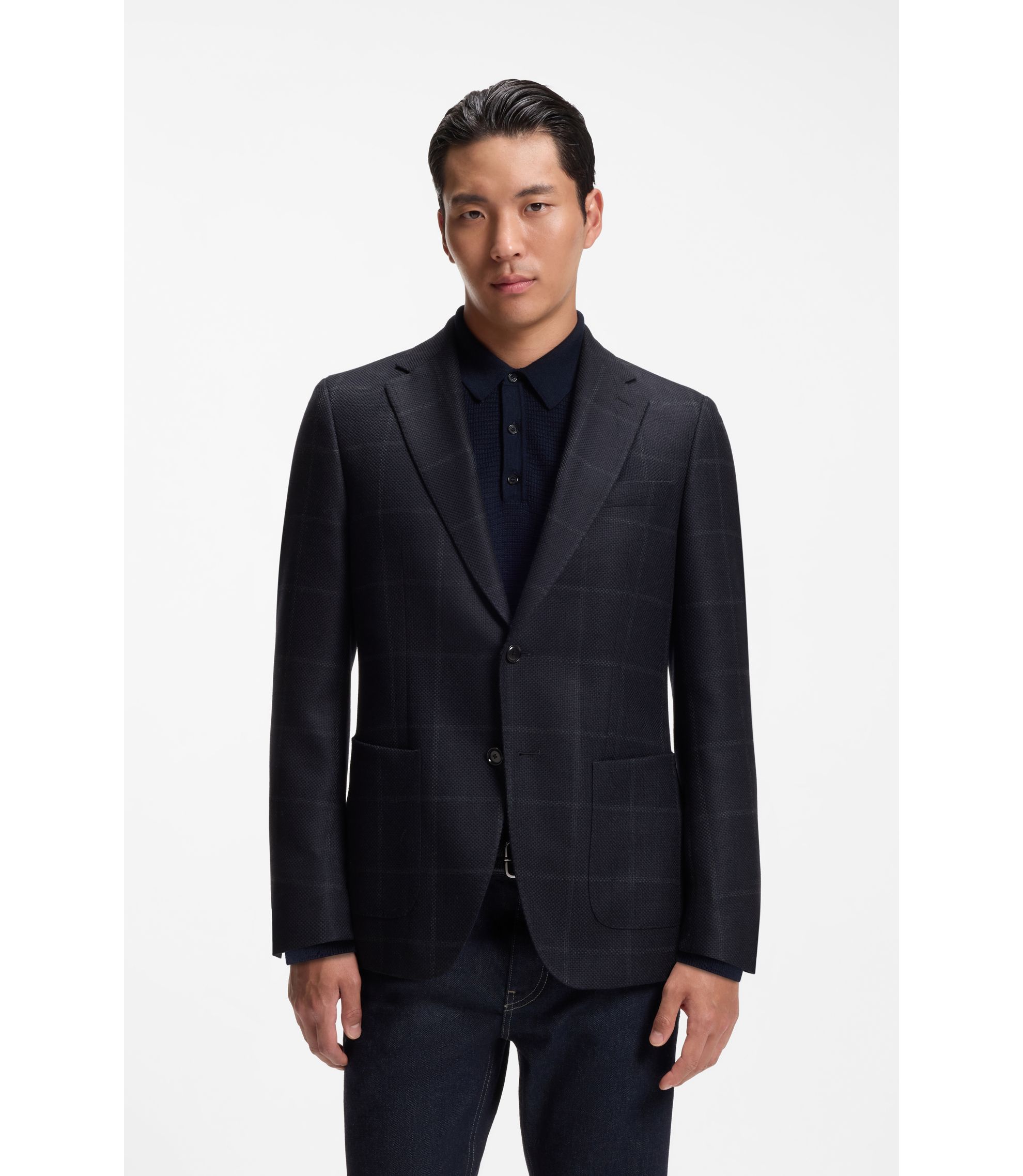 Slim-fit blazer checked virgin wool