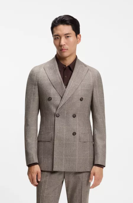 Slim-fit jacket in checked virgin wool