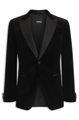 Veste de smoking Slim en velours de coton, Noir