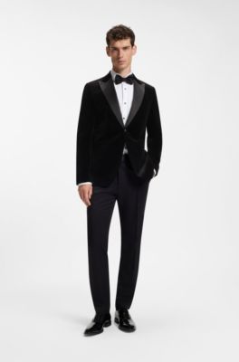 Veste de smoking Slim en velours de coton, Noir