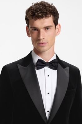 Veste de smoking Slim en velours de coton, Noir