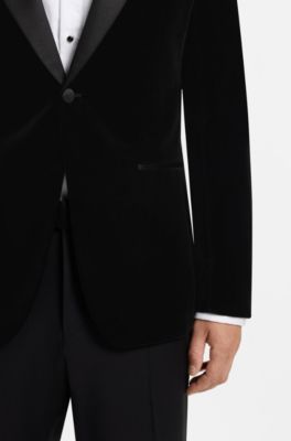Veste de smoking Slim en velours de coton, Noir