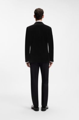 Veste de smoking Slim en velours de coton, Noir